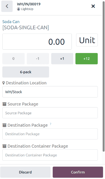 Product line editor showing Source Package, Destination Package, and Container Package fields