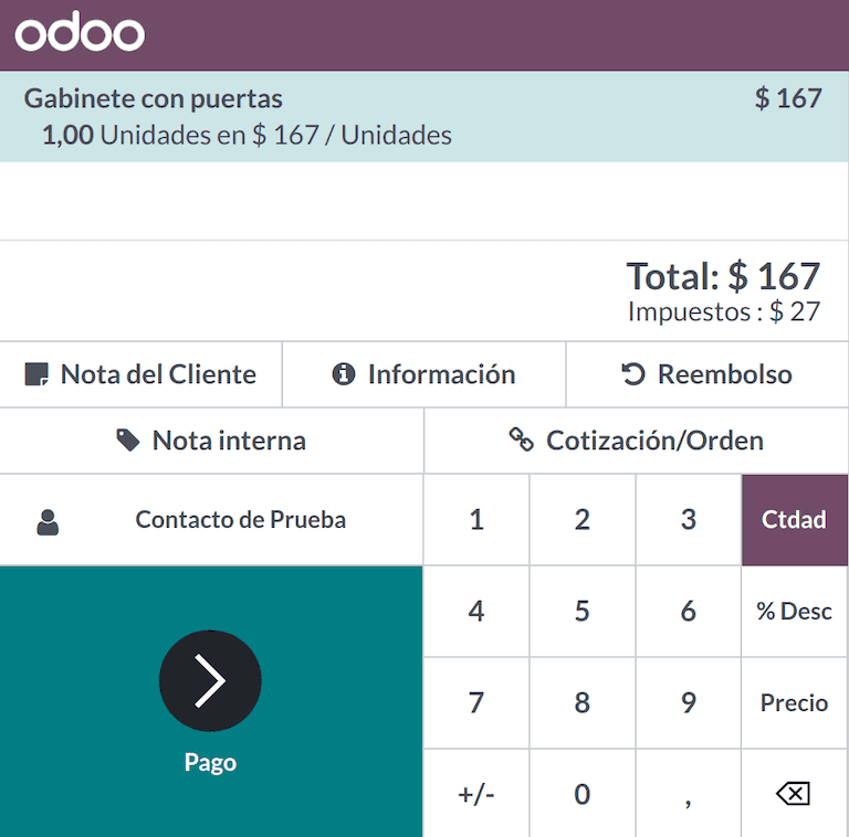 Odoo contact form configured for Chilean electronic invoicing with RUT and taxpayer type fields