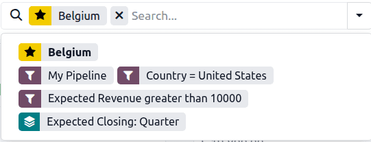Search bar showing previously executed search queries available for replay while offline