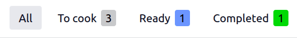 Odoo POS preparation display showing order counts per processing stage