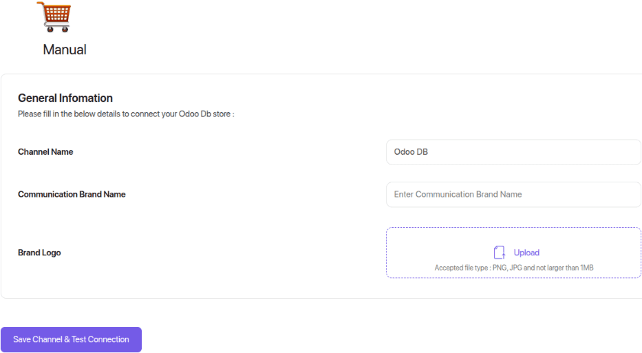 Shiprocket sales channel creation interface with manual channel type selected for Odoo integration